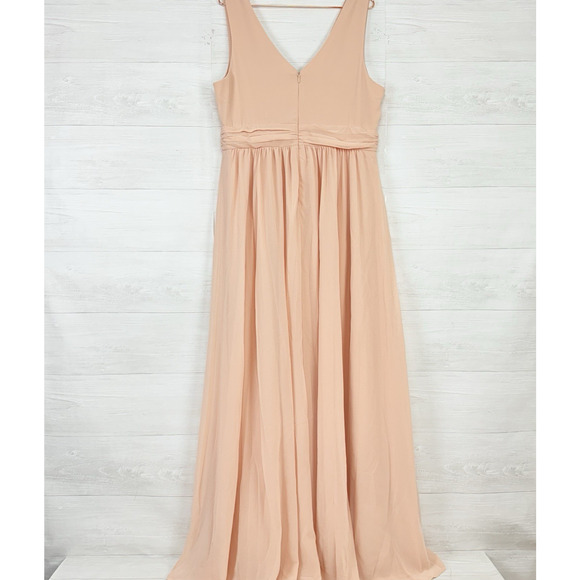 Lulus‎ Bridesmaid Maxi Dress Size 2X Blush Pink Thoughts of Hue Surplice Chiffon - Picture 7 of 16